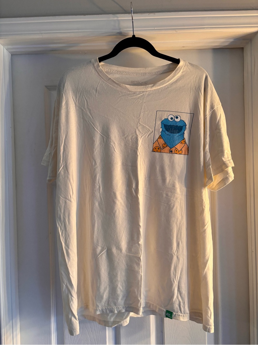 Unisex Cream Cookie Monster Graphic Short Sleeve Tee